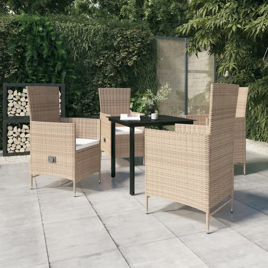 5-Delige Tuinset Met Kussens 4 80 cm tafellengte Beige