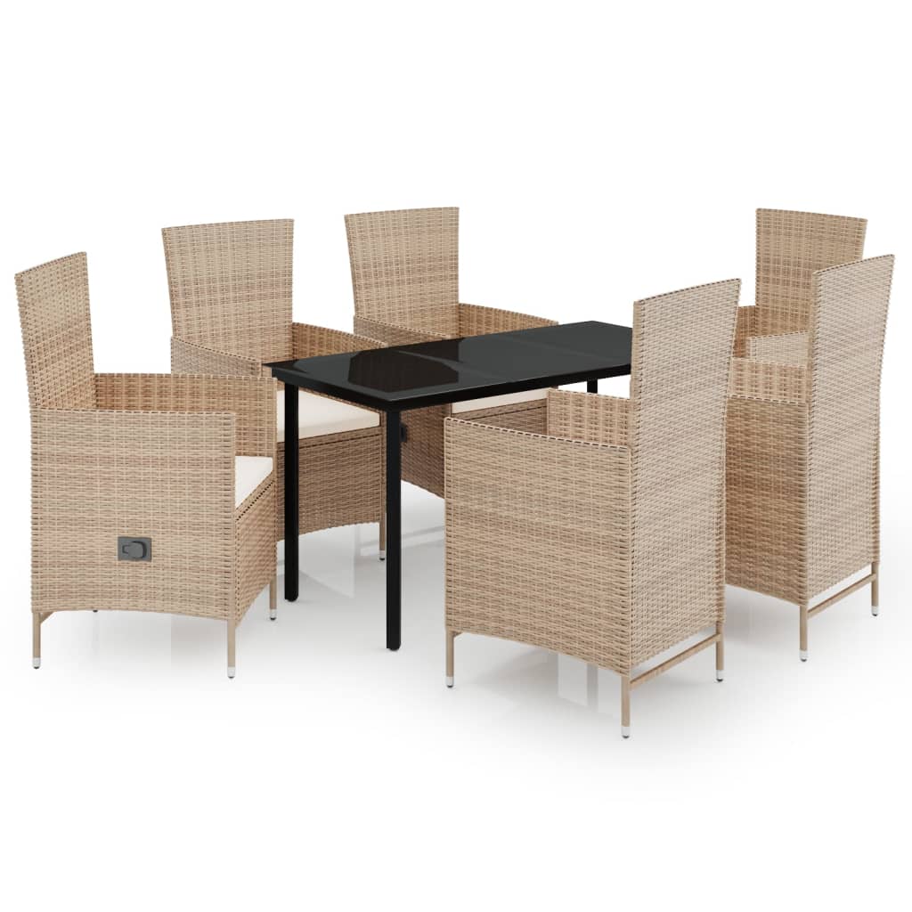 7-Delige Tuinset Met Kussens 6 140 cm tafellengte Beige