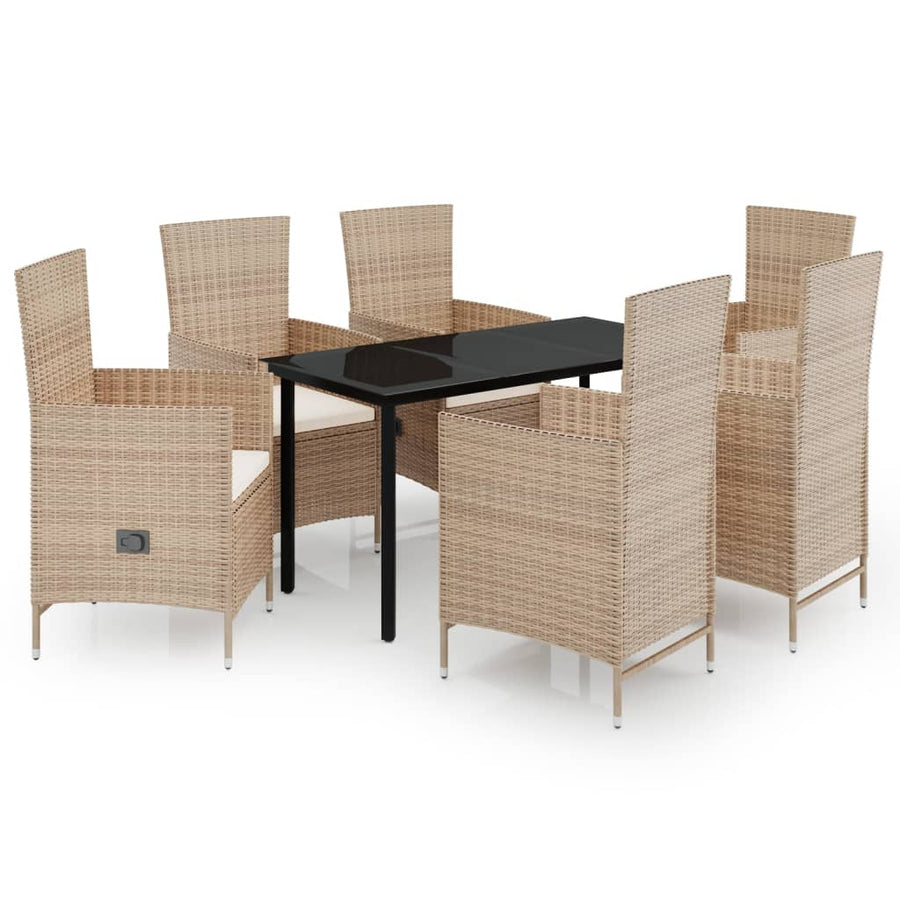 7-Delige Tuinset Met Kussens 6 140 cm tafellengte Beige