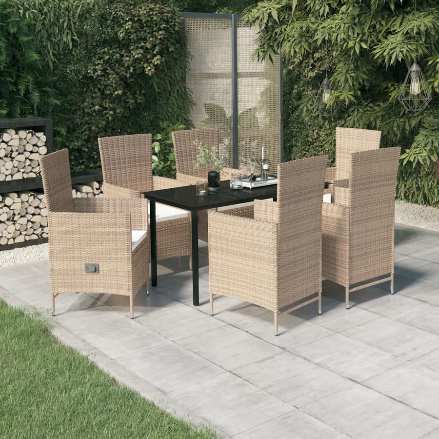 7-Delige Tuinset Met Kussens 6 140 cm tafellengte Beige