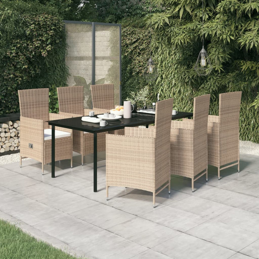 7-Delige Tuinset Met Kussens 6 200 cm tafellengte Beige