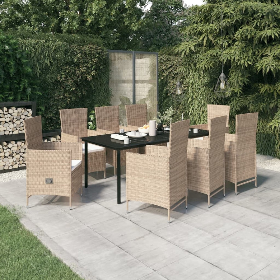 9-Delige Tuinset Met Kussens 8 200 cm tafellengte Beige