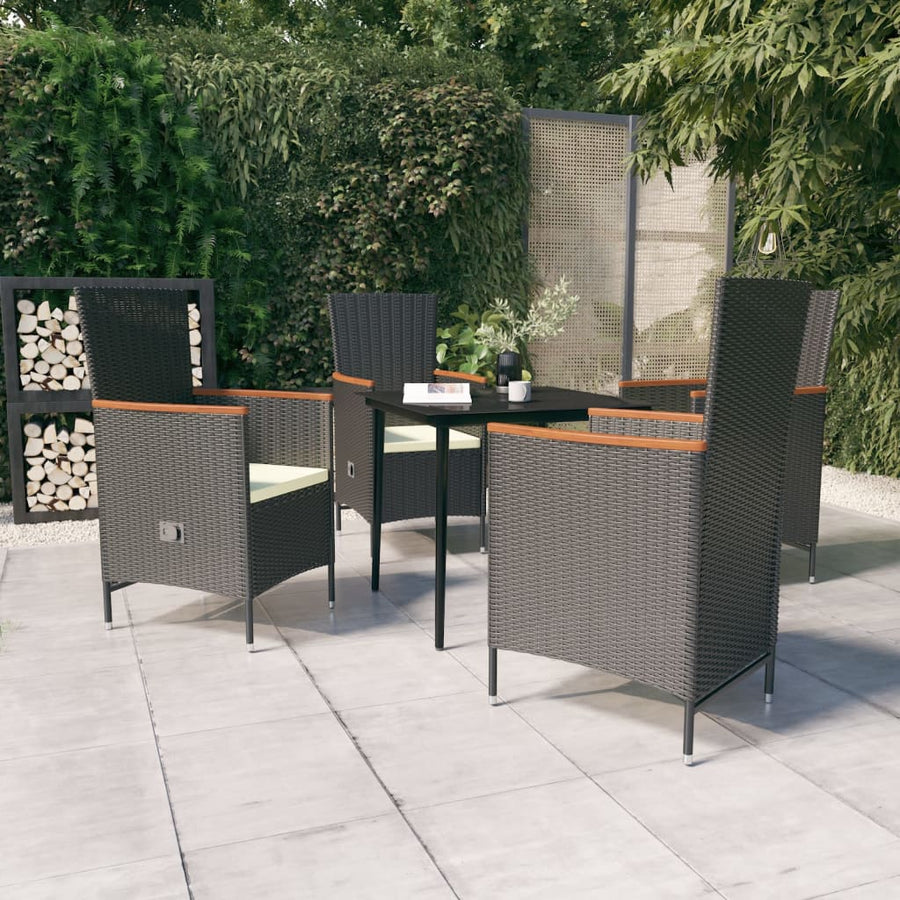 -Delige Tuinset Met Kussens 5 80 cm tafellengte Zwart en bruin