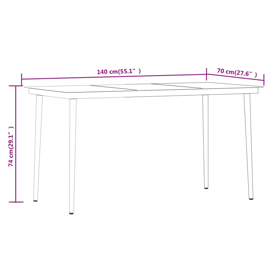 -Delige Tuinset Met Kussens 5 140 cm tafellengte Zwart en bruin