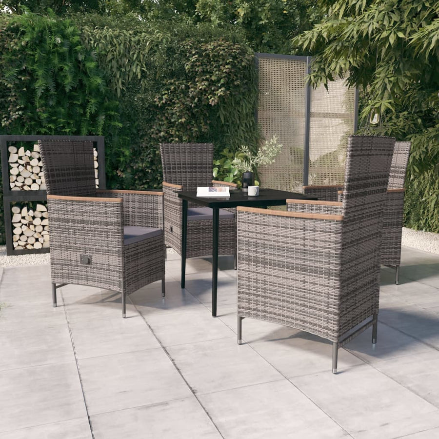 -Delige Tuinset Met Kussens 5 80 cm tafellengte Grijs en bruin