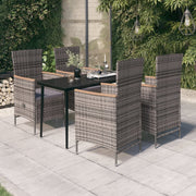 Tuinset 5-delig met kussens grijs