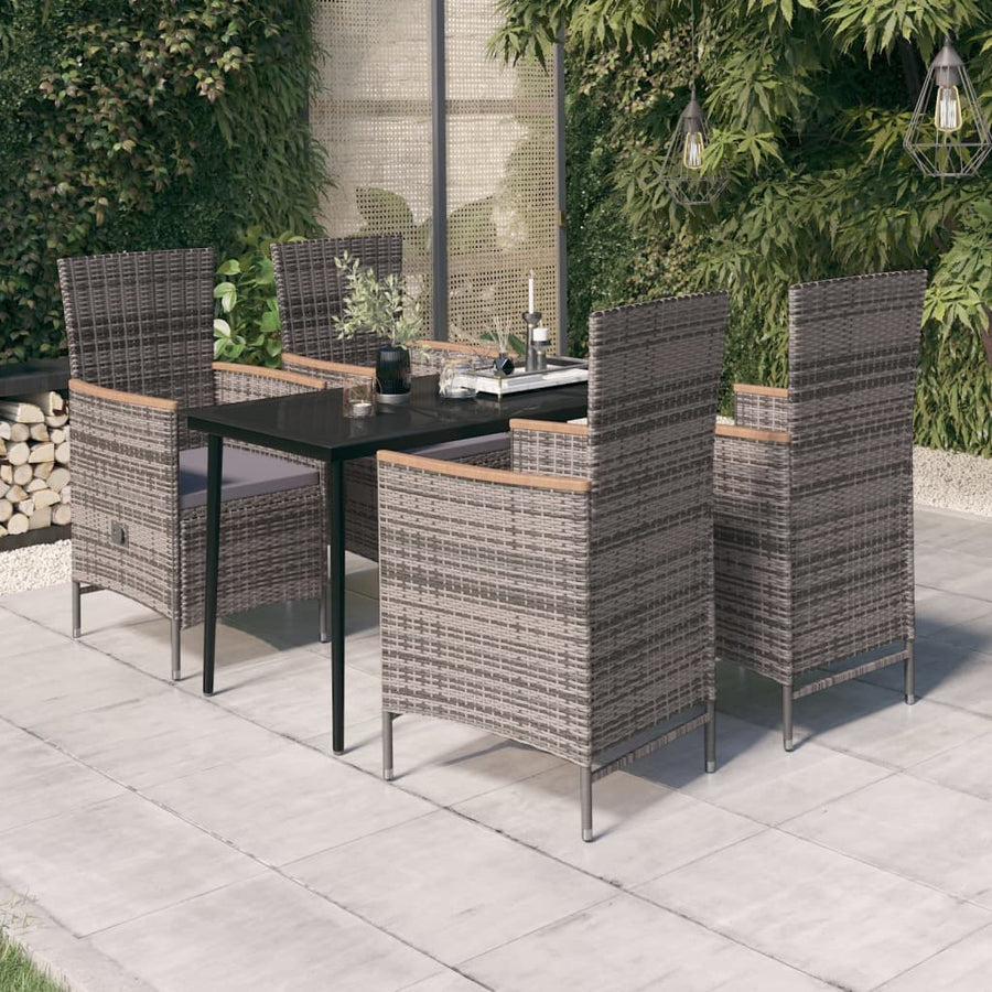 -Delige Tuinset Met Kussens 5 140 cm tafellengte Grijs en bruin