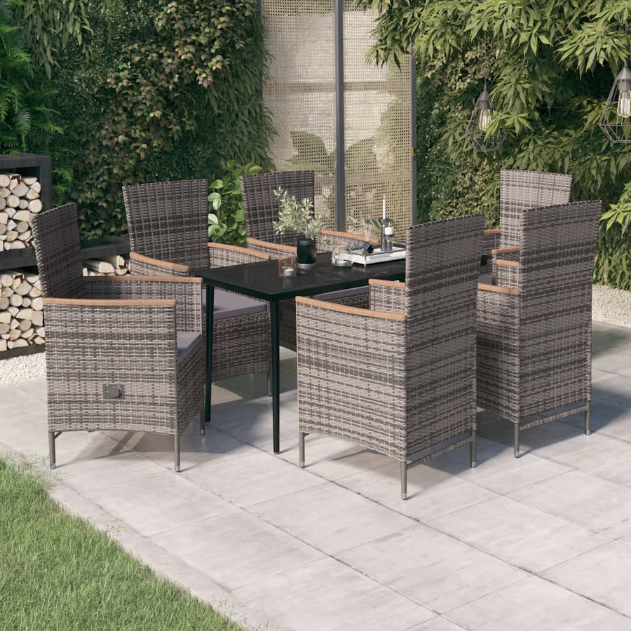 -Delige Tuinset Met Kussens 7 140 cm tafellengte Grijs en bruin