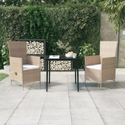 Tuinset 3-delig met kussens beige