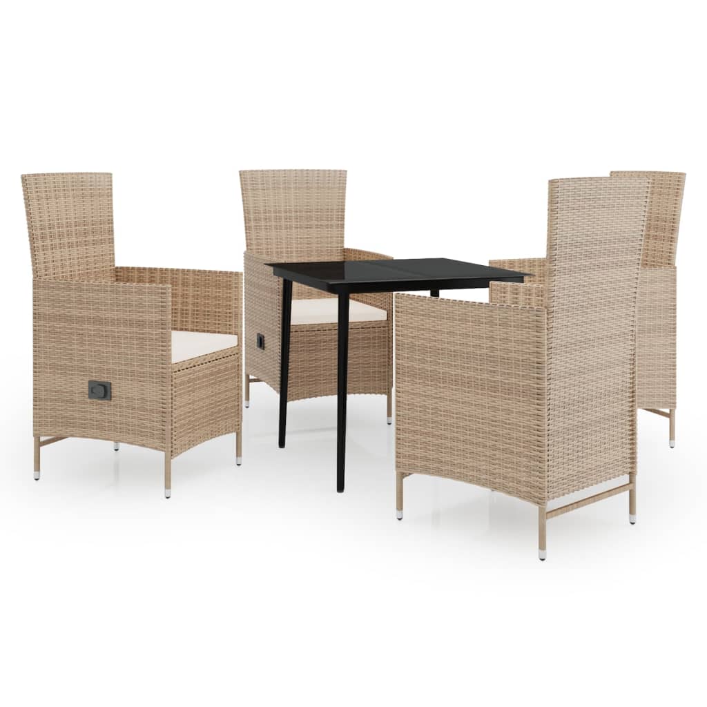 -Delige Tuinset Met Kussens 5 80 cm tafellengte Beige