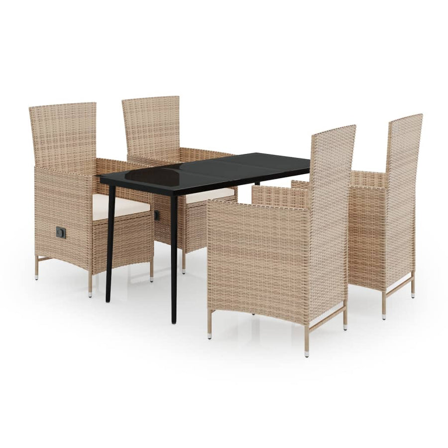 -Delige Tuinset Met Kussens 5 140 cm tafellengte Beige