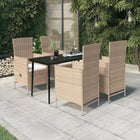 5-piece garden set with cushions, beige