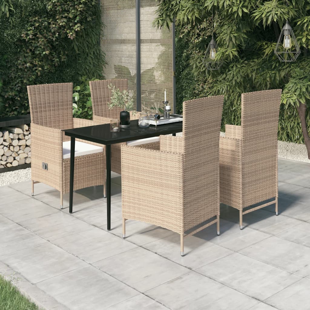 -Delige Tuinset Met Kussens 5 140 cm tafellengte Beige