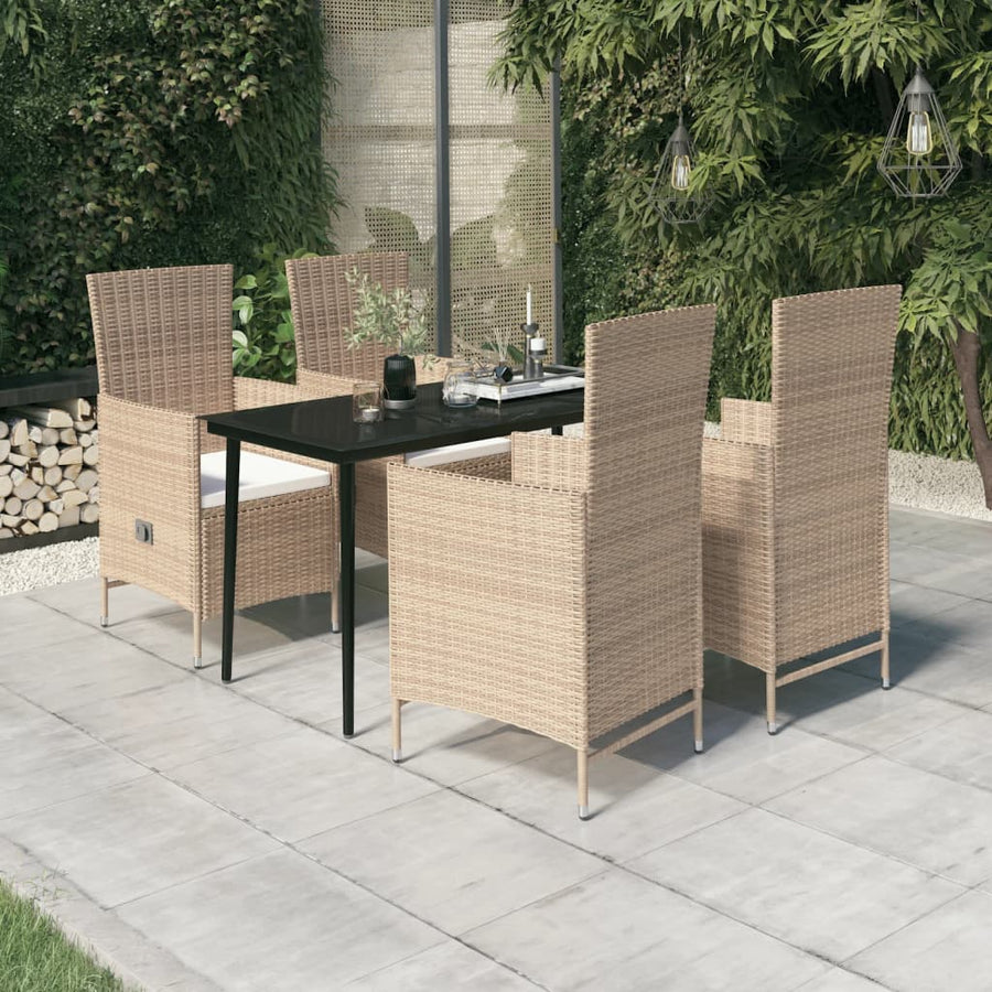 -Delige Tuinset Met Kussens 5 140 cm tafellengte Beige