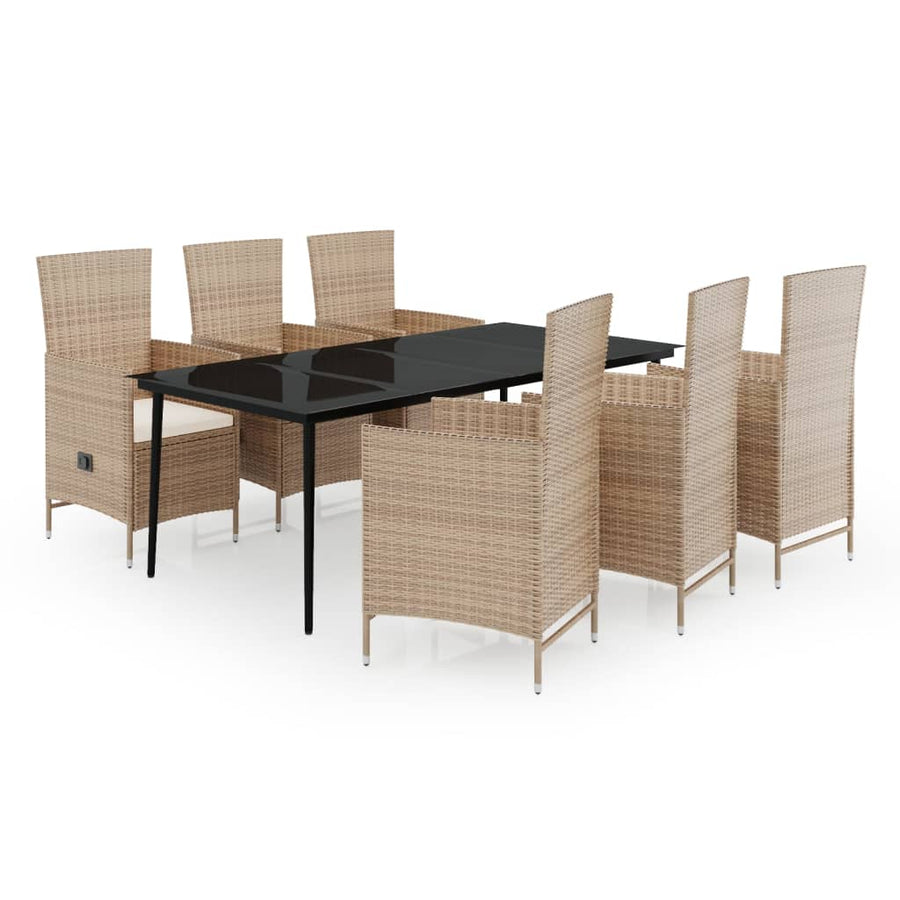 7-delige Tuinset met kussens beige