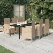 Tuinset 7-delig met kussens beige