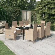Tuinset 9-delig PE-rattan beige