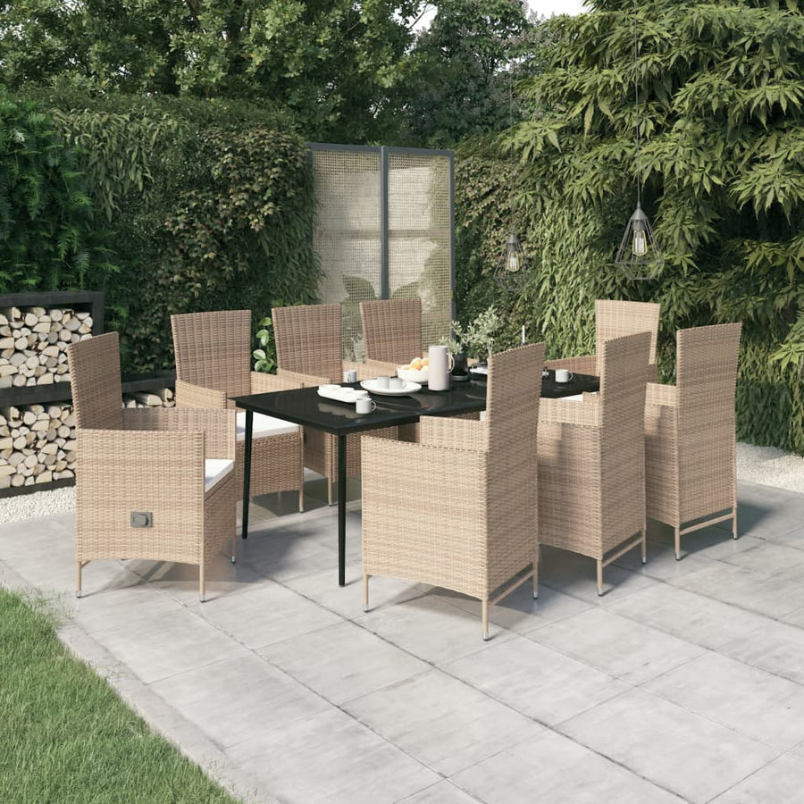 9-delige Tuinset met kussens beige