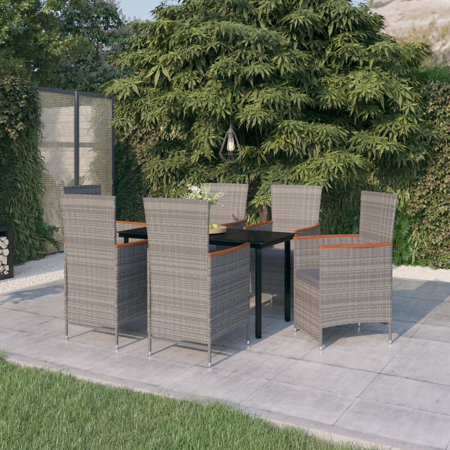 -Delige Tuinset Met Kussens 7 Grijs en bruin