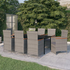 9-Piece Garden Set with Cushions Grey