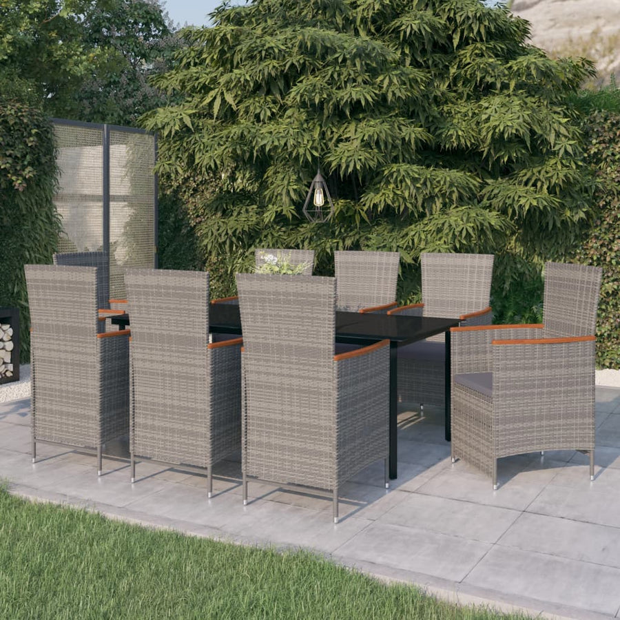 9-Delige Tuinset Met Kussens 8 Grijs en bruin