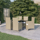 Tuinset 7-delig PE-rattan beige met kussens