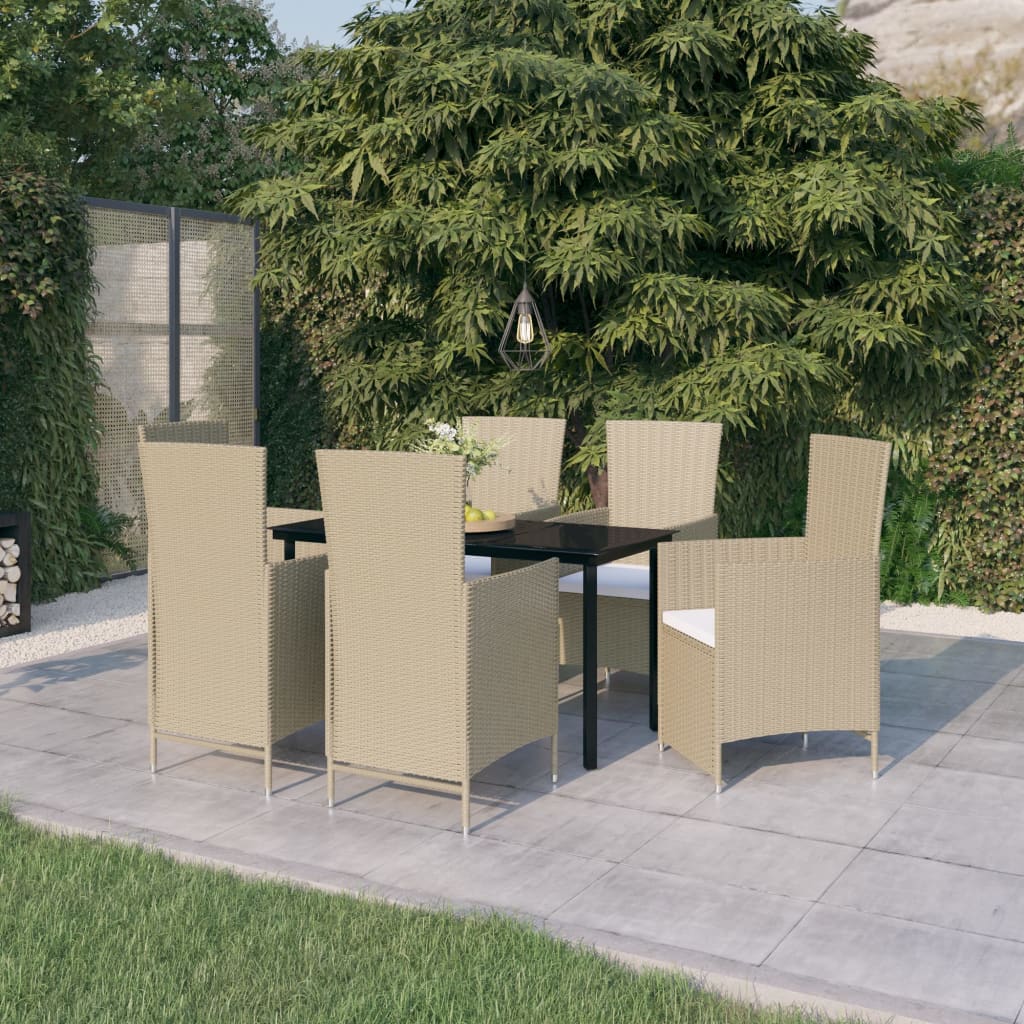 7-Delige Tuinset Met Kussens 6 Beige