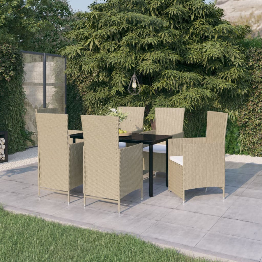7-Delige Tuinset Met Kussens 6 Beige