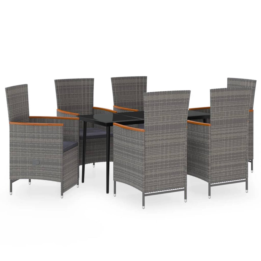 -Delige Tuinset Met Kussens 7 Grijs en bruin