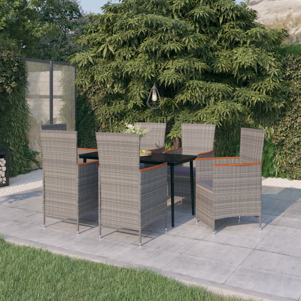 -Delige Tuinset Met Kussens 7 Grijs en bruin