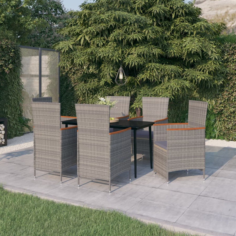-Delige Tuinset Met Kussens 7 Grijs en bruin