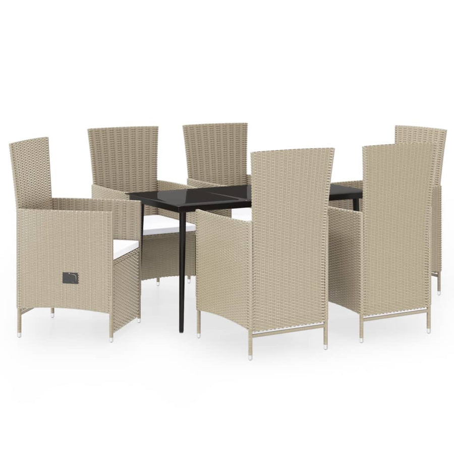 -Delige Tuinset Met Kussens 7 Beige