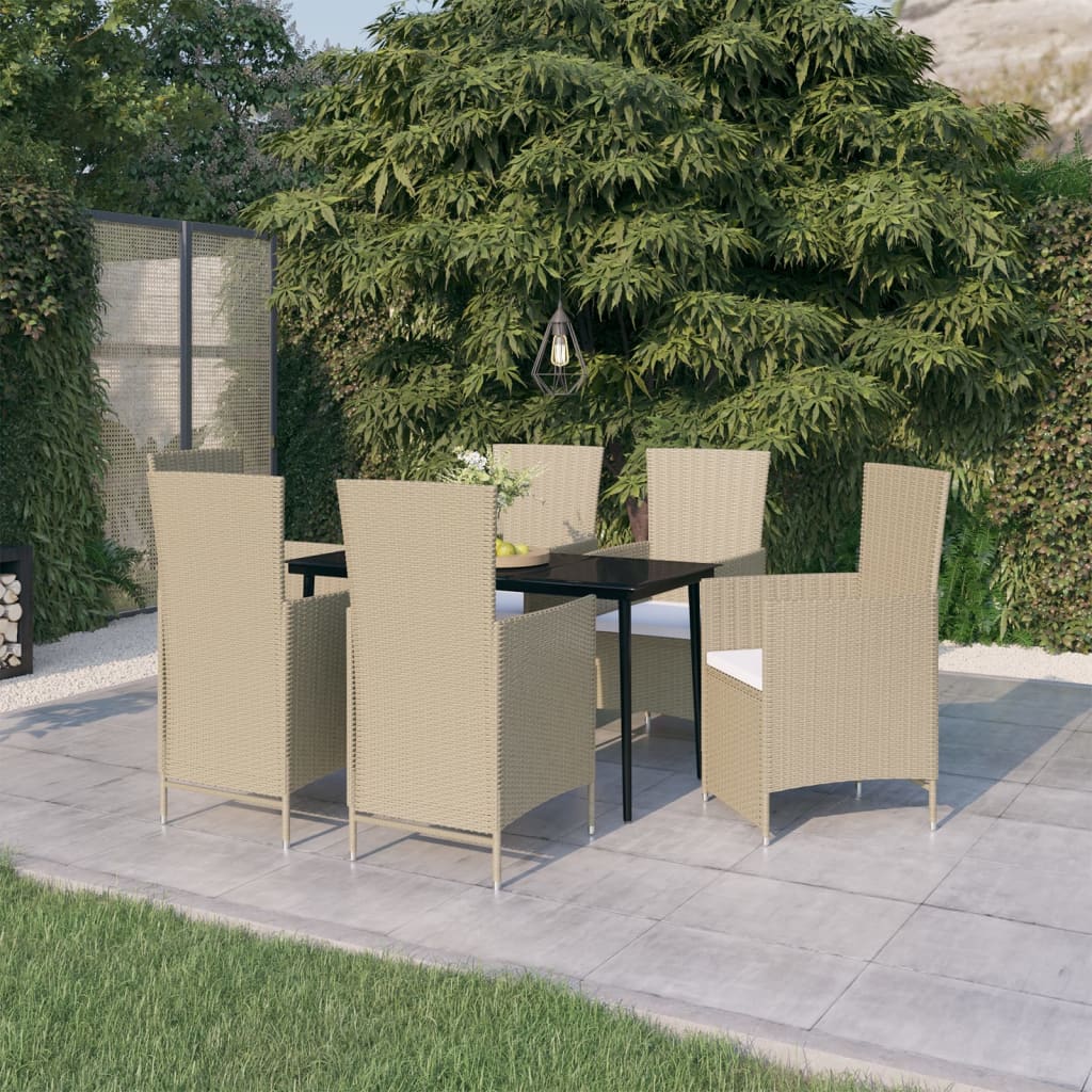 -Delige Tuinset Met Kussens 7 Beige
