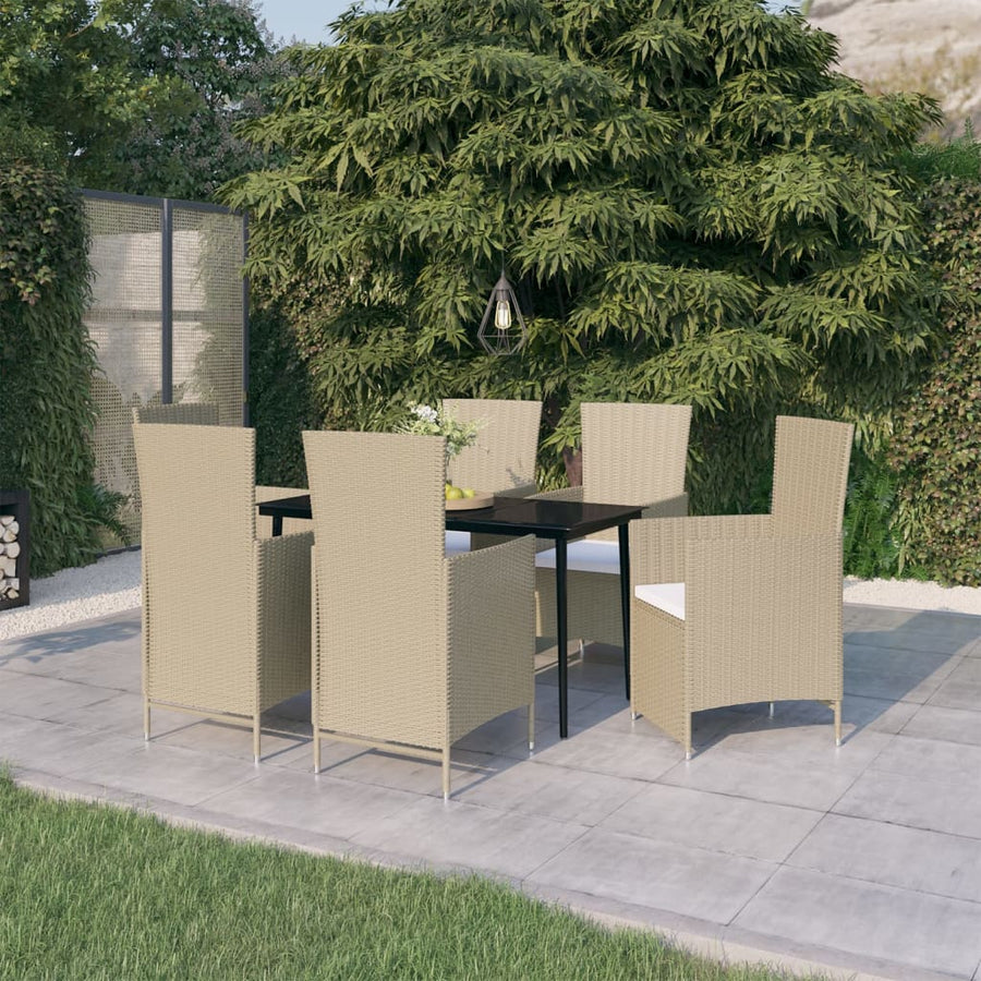 -Delige Tuinset Met Kussens 7 Beige