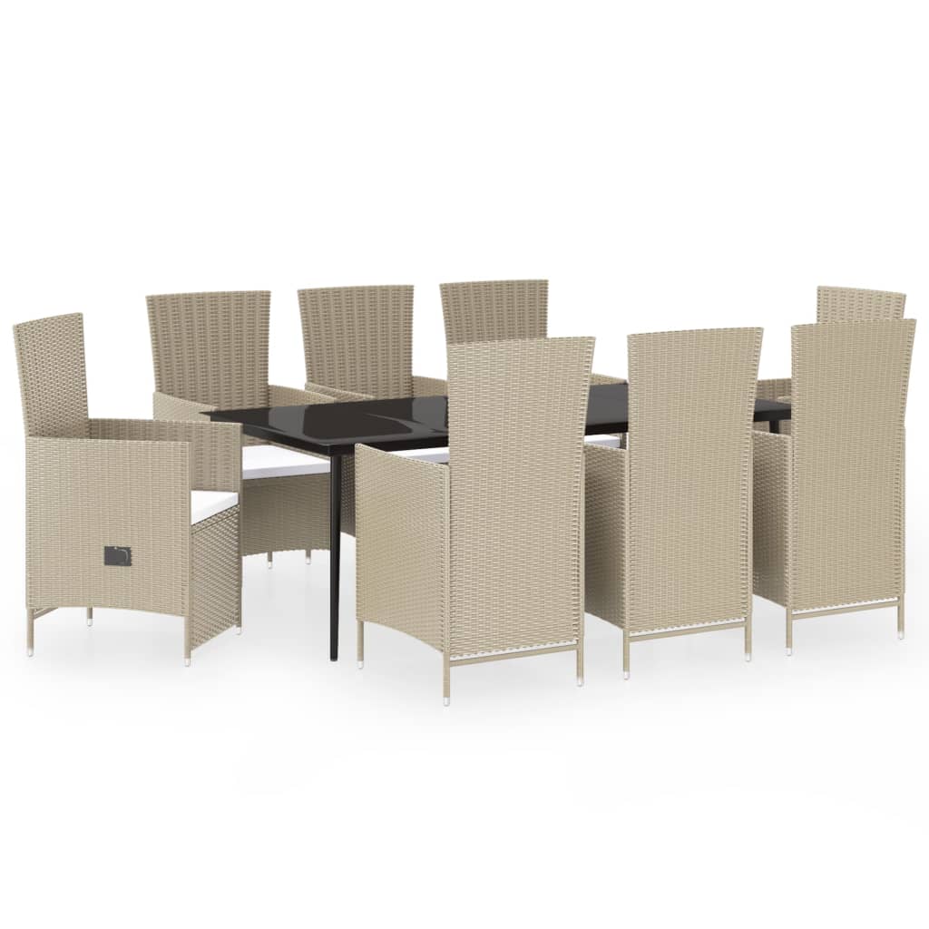 9-delige Tuinset met kussens beige