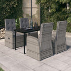 5-Piece Garden Set with Cushions Grey