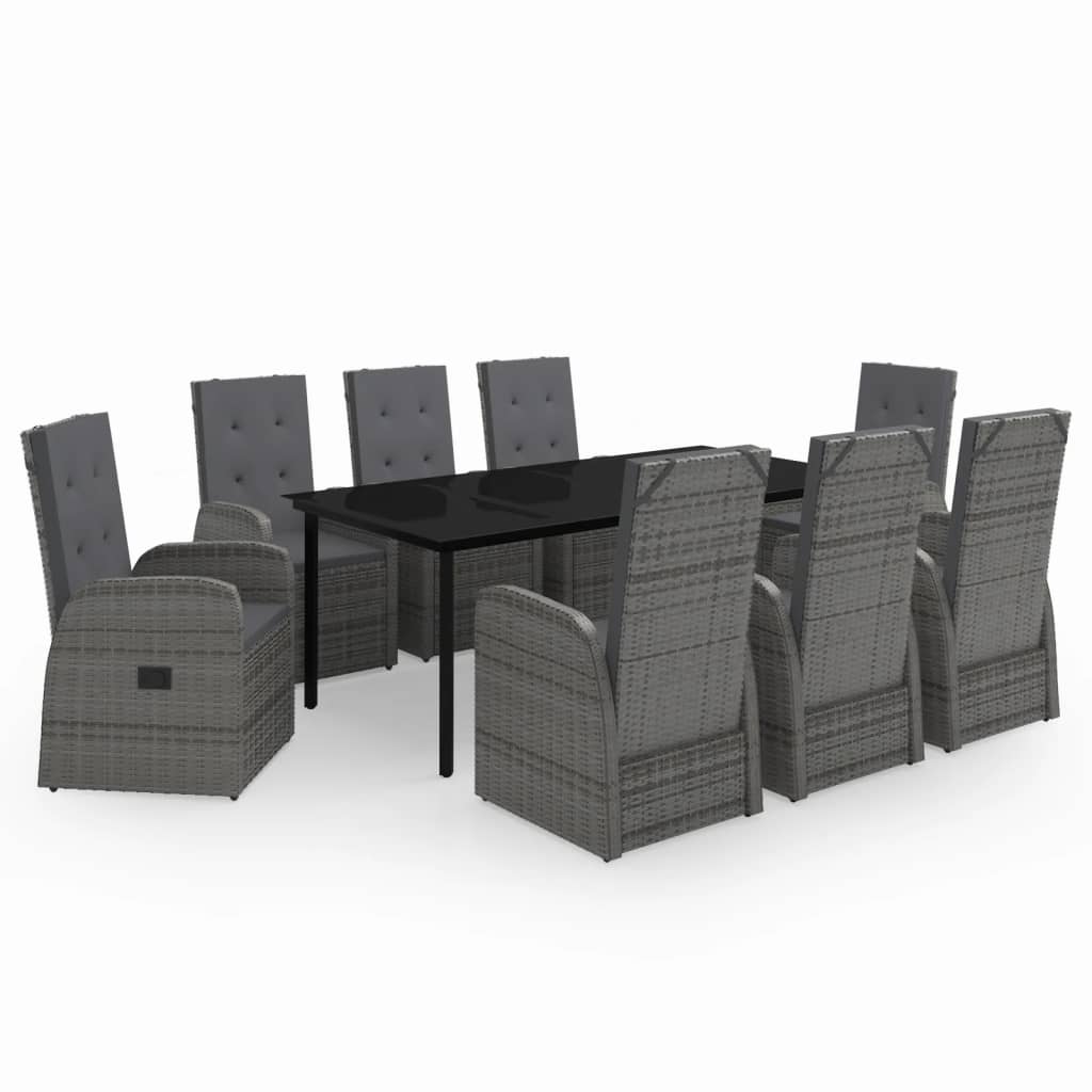9-Delige Tuinset Met Kussens 8 200 cm tafellengte Grijs