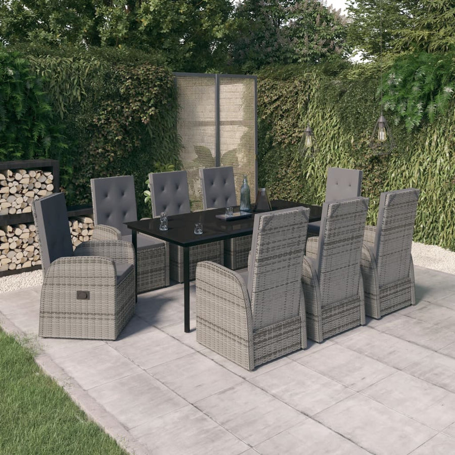 9-Delige Tuinset Met Kussens 8 200 cm tafellengte Grijs