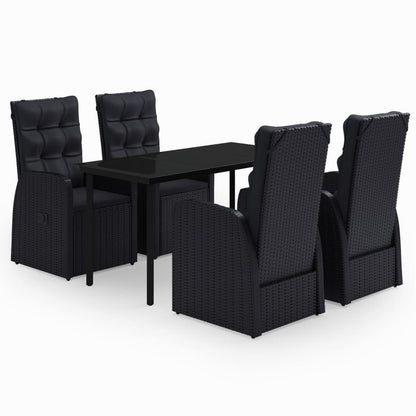 -Delige Tuinset Met Kussens 5 140 cm tafellengte Zwart