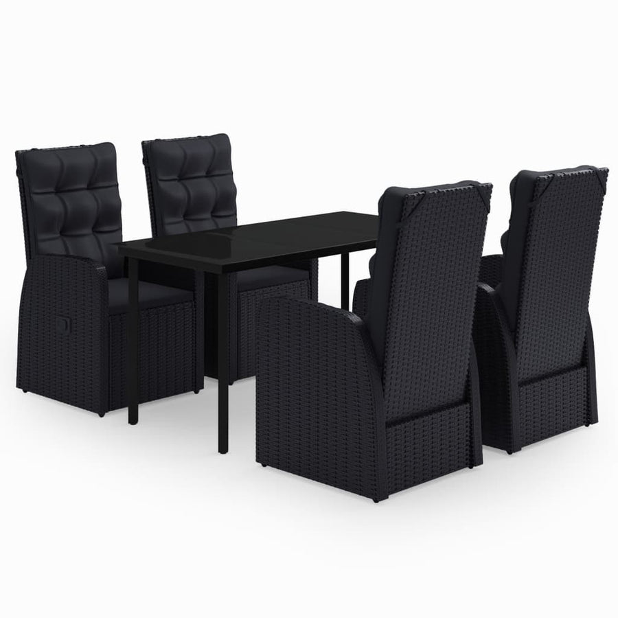 -Delige Tuinset Met Kussens 5 140 cm tafellengte Zwart