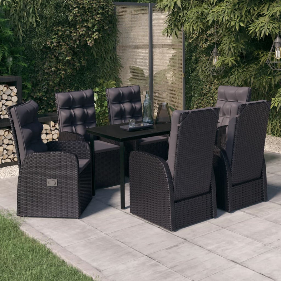 -Delige Tuinset Met Kussens 7 140 cm tafellengte Zwart