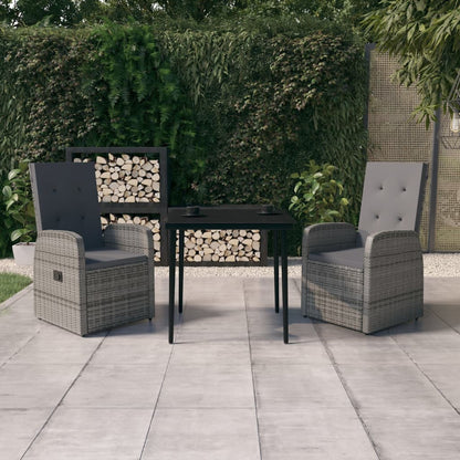 -Delige Tuinset Met Kussens 3 80 cm tafellengte Grijs