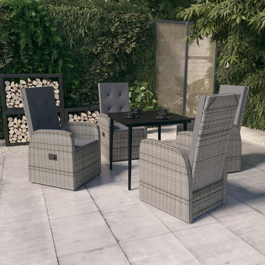 -Delige Tuinset Met Kussens 5 80 cm tafellengte Grijs