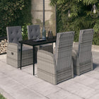 Tuinset 5-delig PE-rattan grijs