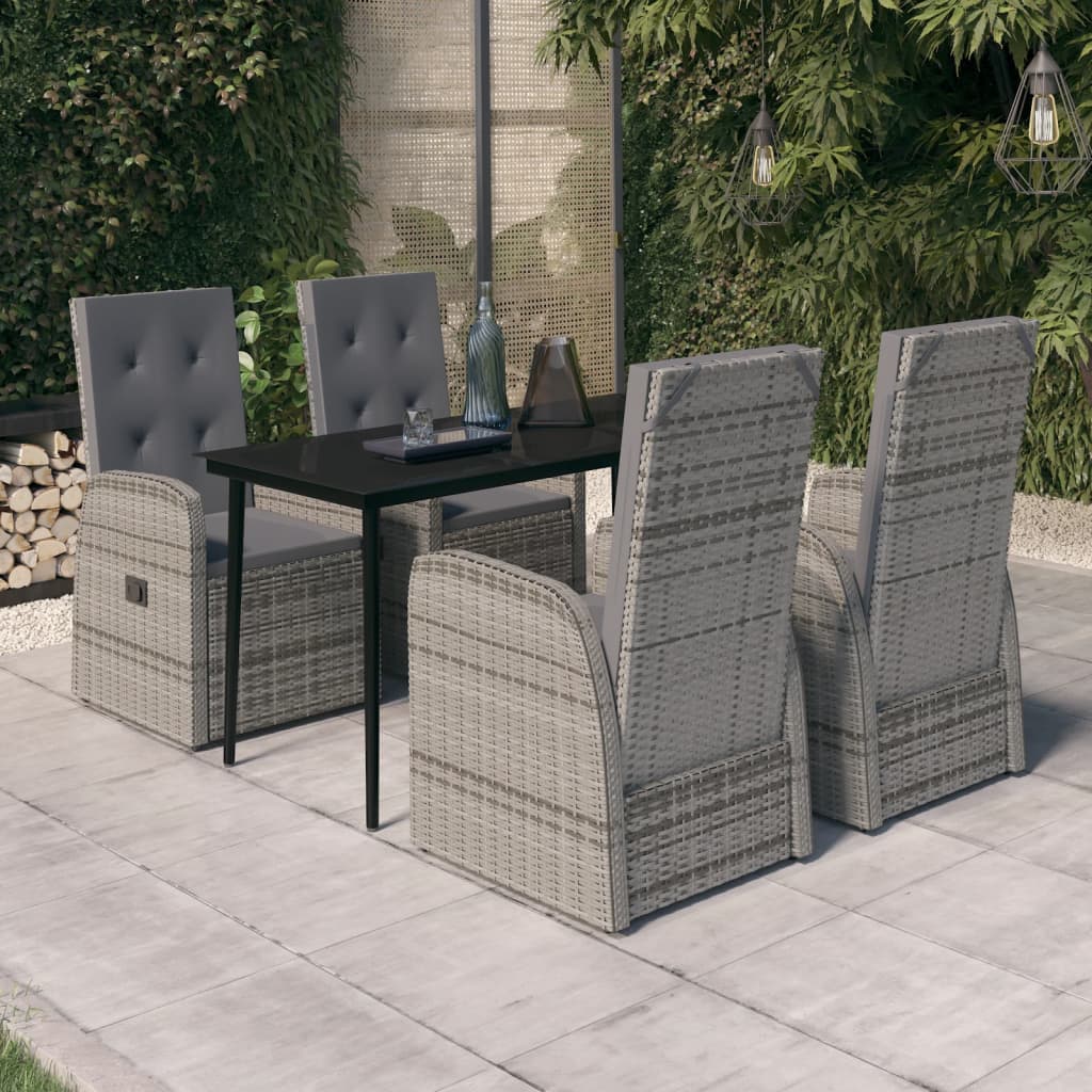 -Delige Tuinset Met Kussens 5 140 cm tafellengte Grijs