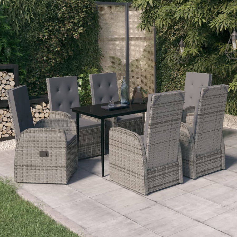 -Delige Tuinset Met Kussens 7 140 cm tafellengte Grijs