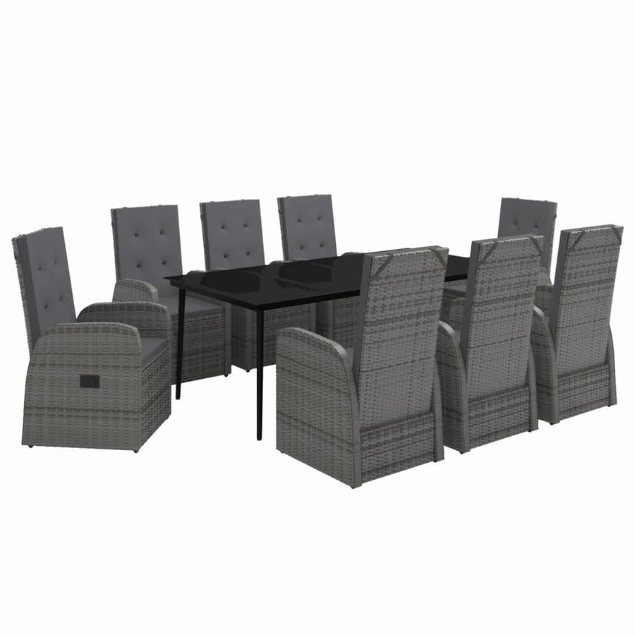 9-delige Tuinset met kussens grijs