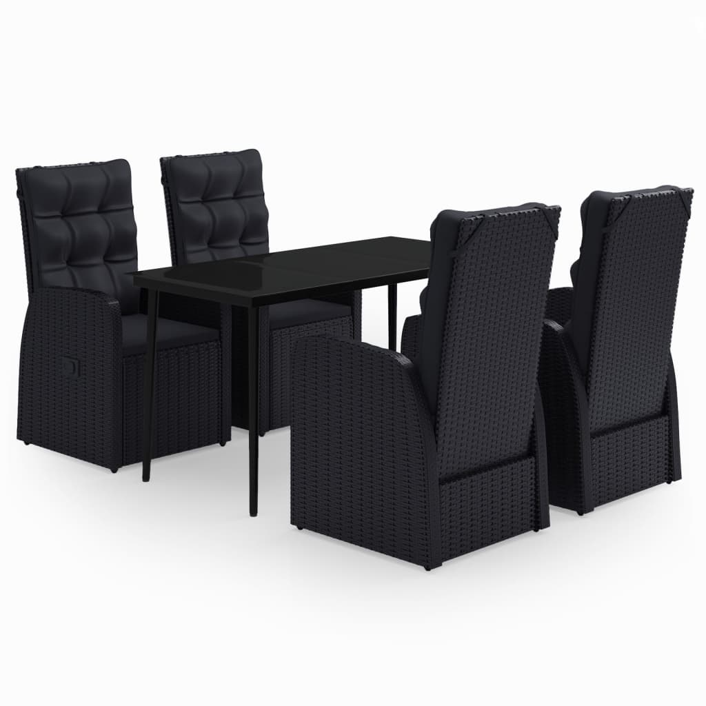 -Delige Tuinset Met Kussens 5 140 cm tafellengte Zwart