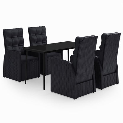 -Delige Tuinset Met Kussens 5 140 cm tafellengte Zwart
