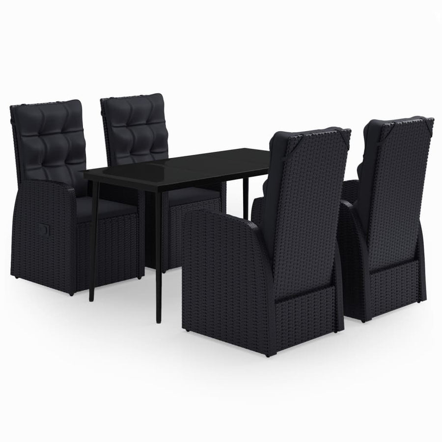 -Delige Tuinset Met Kussens 5 140 cm tafellengte Zwart